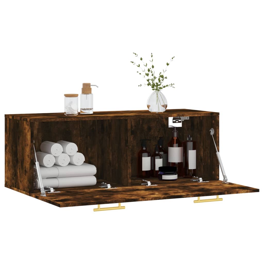 vægskab 100x36,5x35 cm konstrueret træ røget sonoma-eg