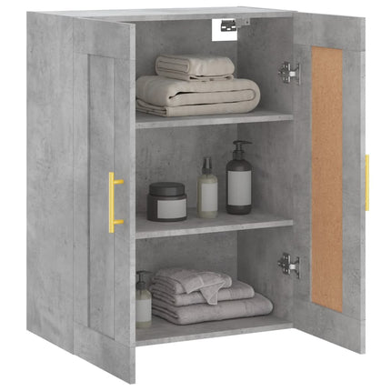 vægskab 69,5x34x90 cm konstrueret træ betongrå