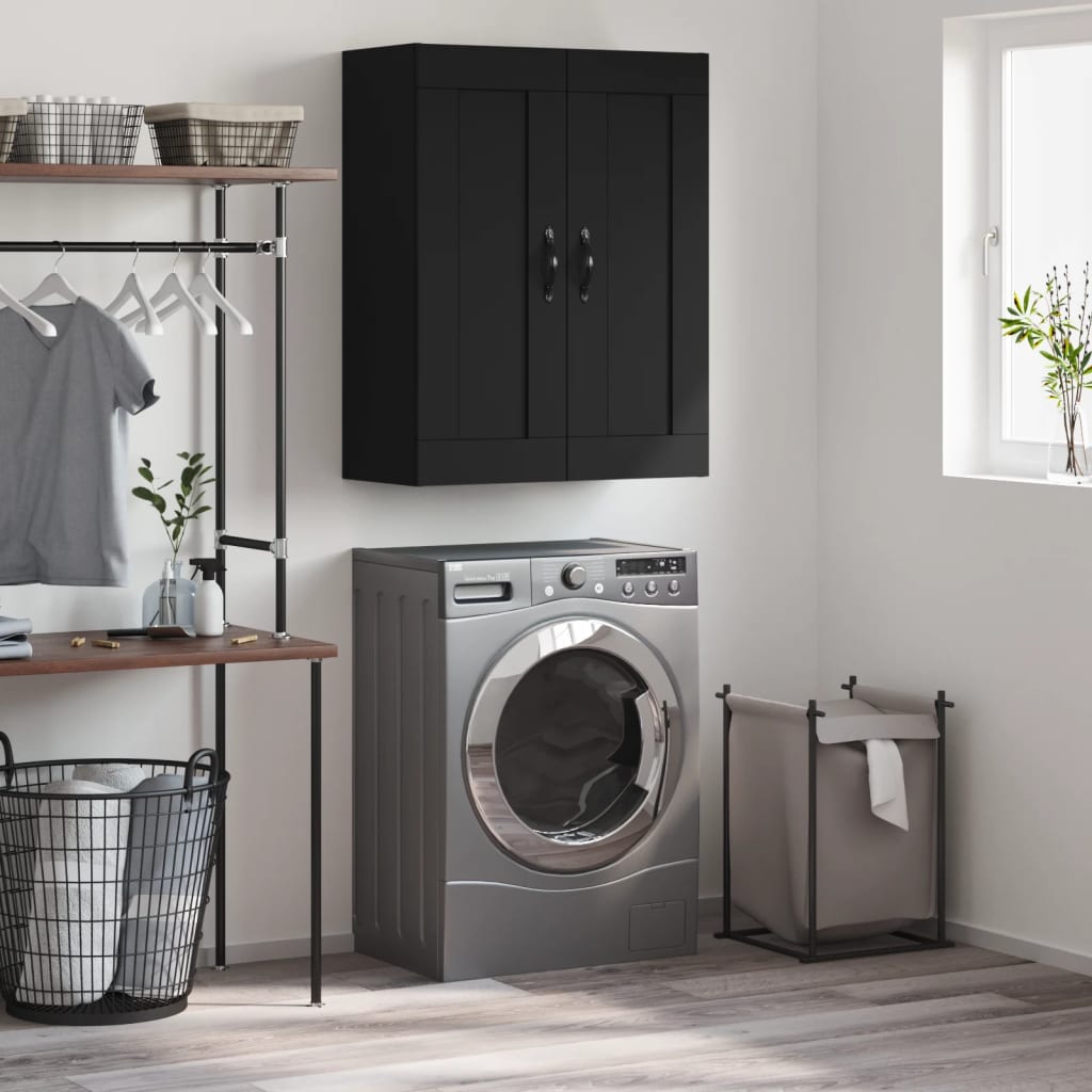 vægskab 69,5x34x90 cm konstrueret træ sort