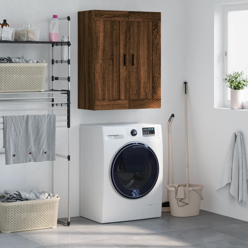 vægskab 69,5x34x90 cm konstrueret træ brun egetræsfarve