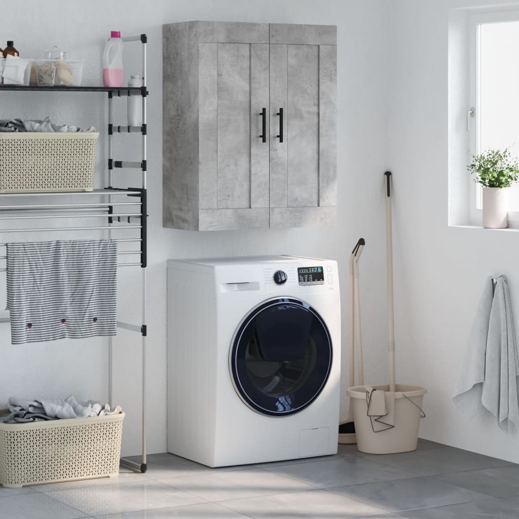 vægskab 69,5x34x90 cm konstrueret træ betongrå