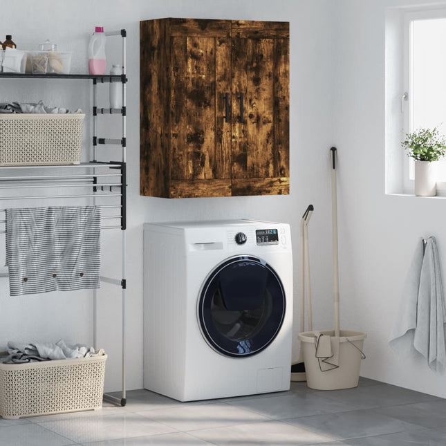 vægskab 69,5x34x90 cm konstrueret træ røget sonoma-eg