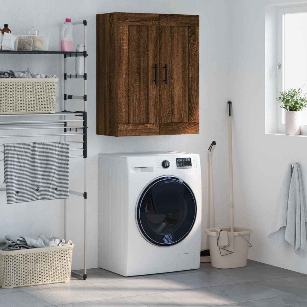 vægskab 69,5x34x90 cm konstrueret træ brun egetræsfarve