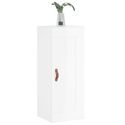 vægskab 34,5x34x90 cm konstrueret træ hvid højglans