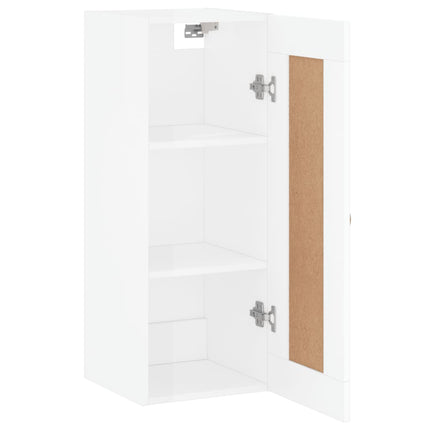 vægskab 34,5x34x90 cm konstrueret træ hvid højglans