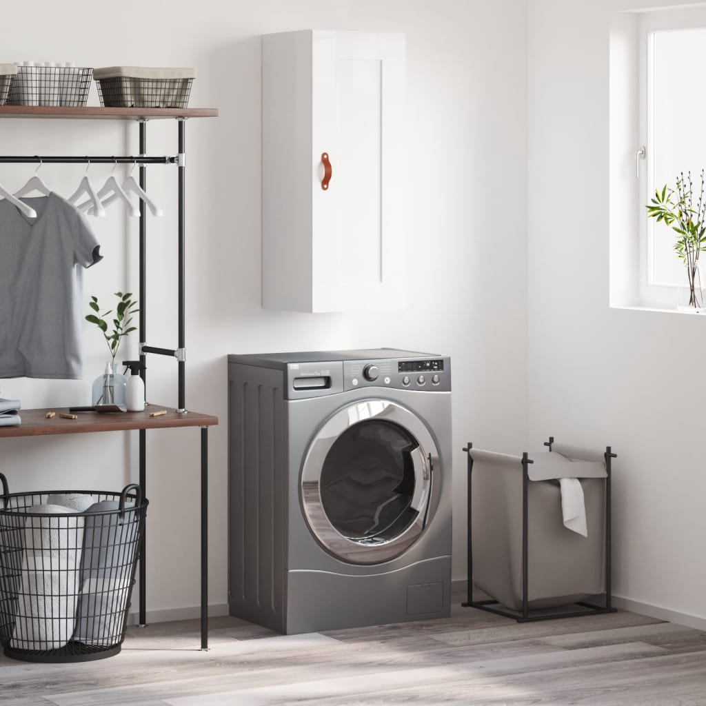 vægskab 34,5x34x90 cm konstrueret træ hvid højglans