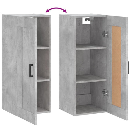 vægskab 34,5x34x90 cm konstrueret træ betongrå