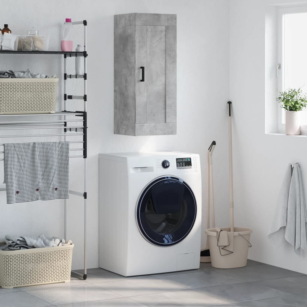 vægskab 34,5x34x90 cm konstrueret træ betongrå