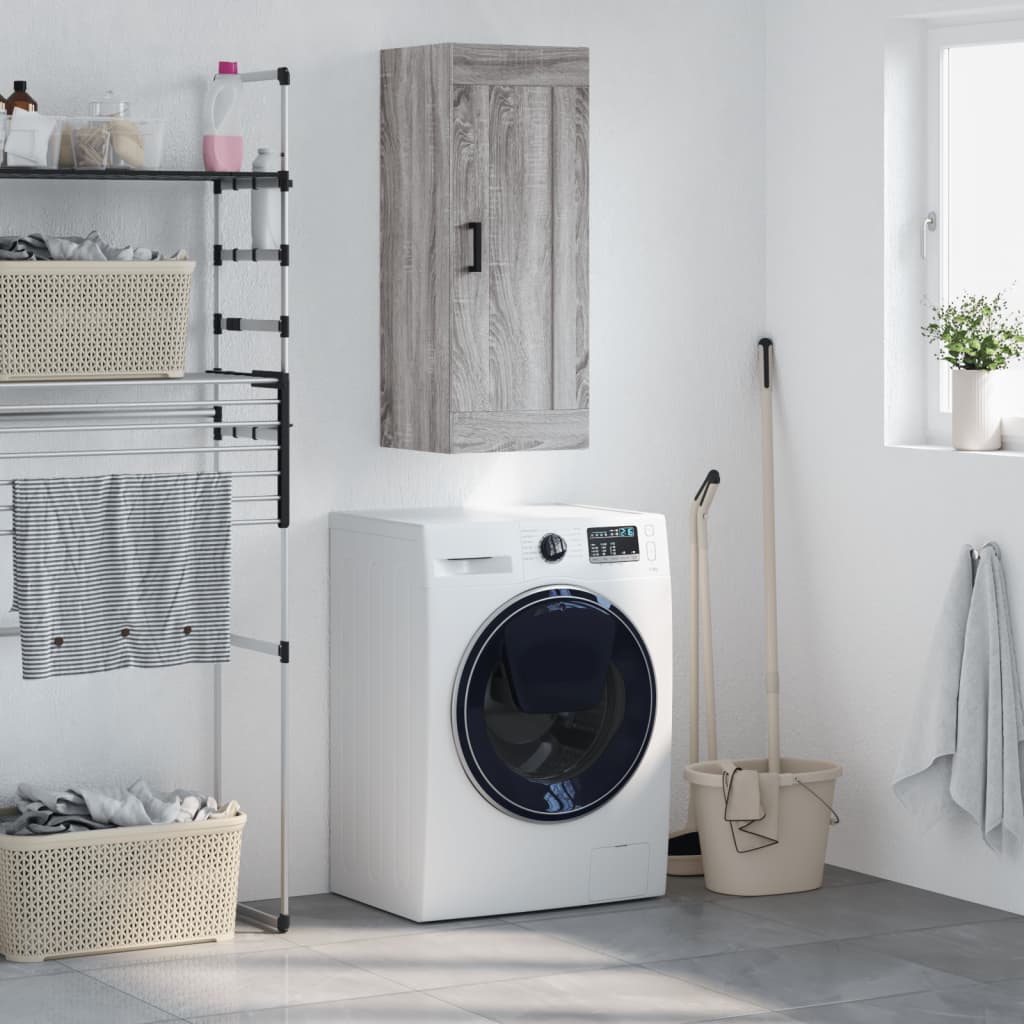 vægskab 34,5x34x90 cm konstrueret træ grå sonoma-eg