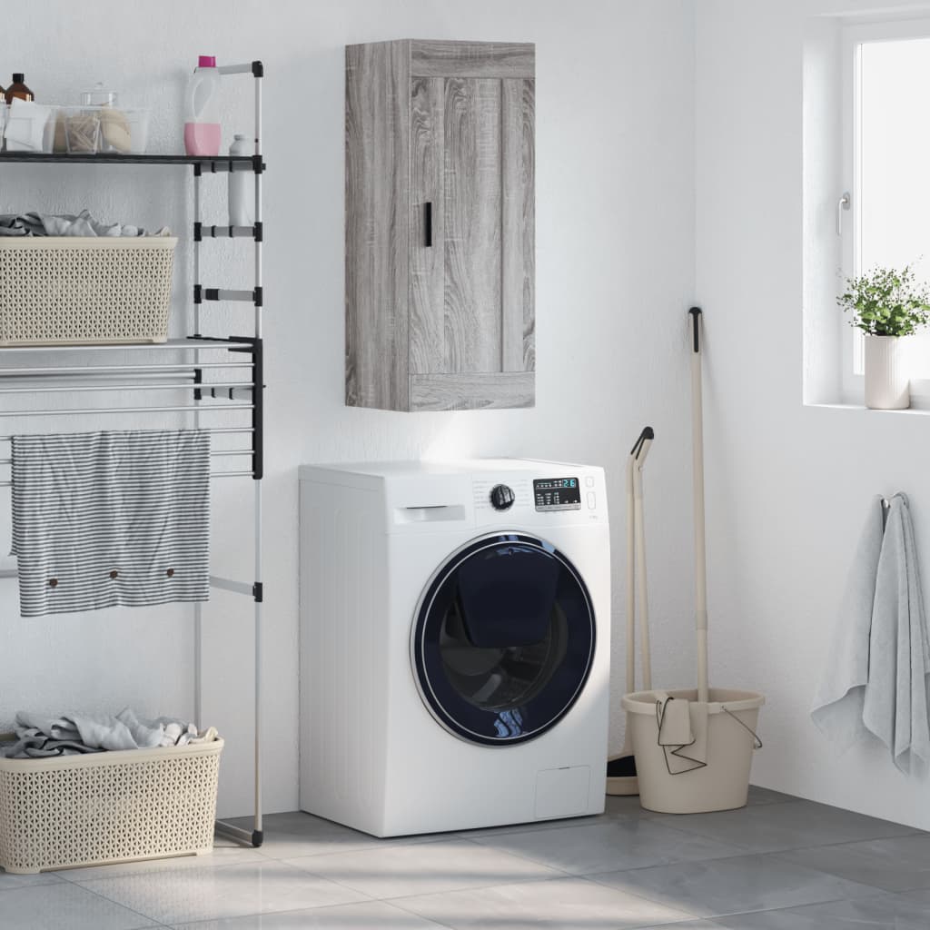 vægskab 34,5x34x90 cm konstrueret træ grå sonoma-eg