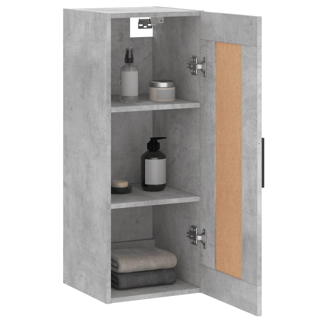 vægskab 34,5x34x90 cm konstrueret træ betongrå