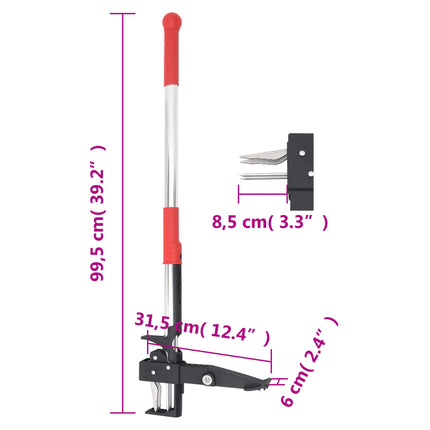 ukrudtsfjerner 99,5 cm anodiseret aluminium rød og sølvfarvet