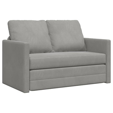 2-i-1 sovesofa 122x204x55 cm velour lysegrå