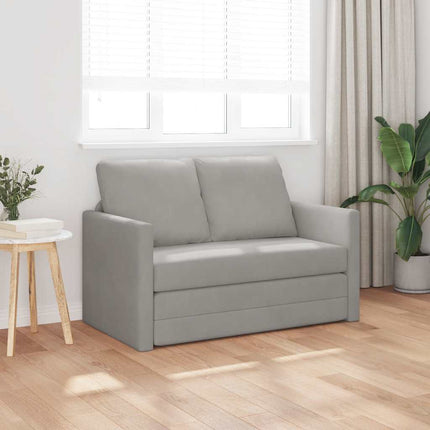 2-i-1 sovesofa 122x204x55 cm velour lysegrå