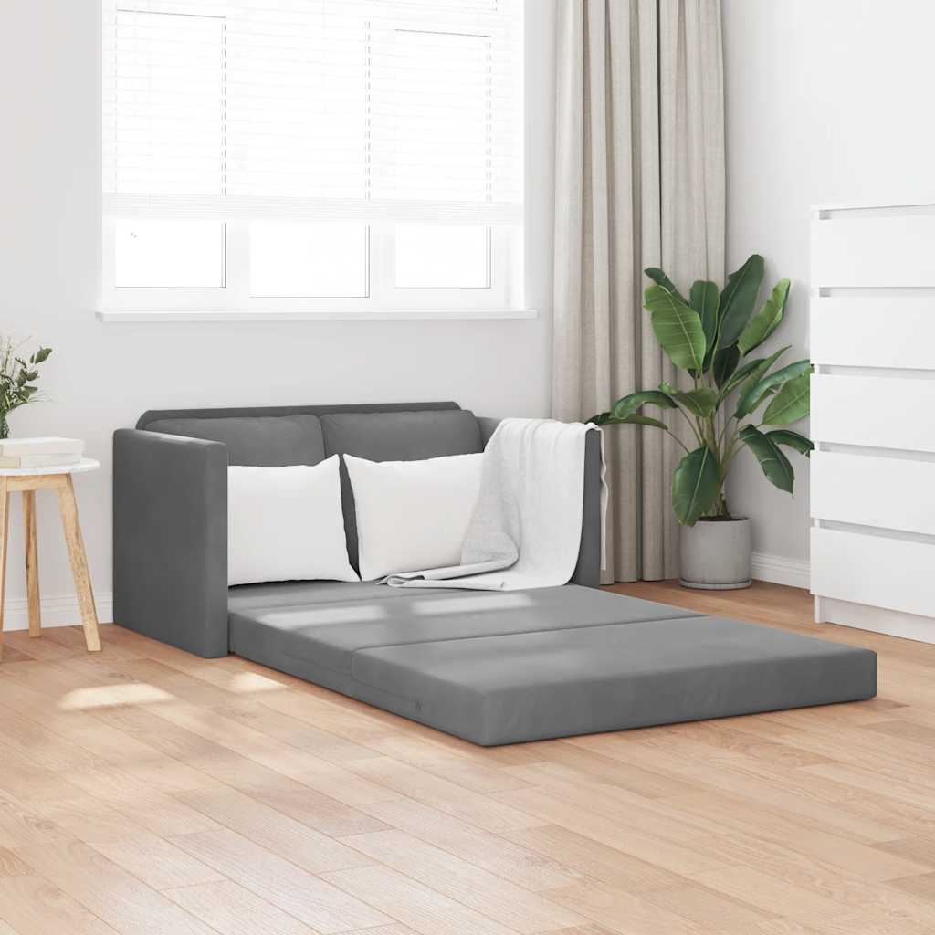 vidaXL 2-i-1 sovesofa 122x204x55 cm velour mørkegrå