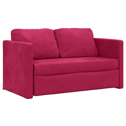 2-i-1 sovesofa 122x204x55 cm velour vinrød