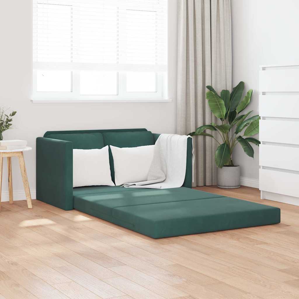 vidaXL 2-i-1 sovesofa 122x204x55 cm velour mørkegrøn