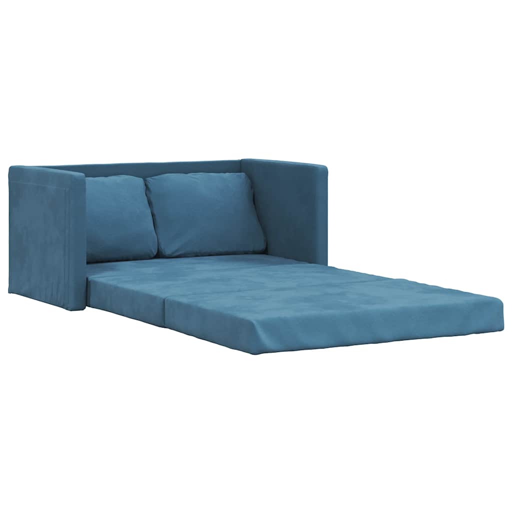 2-i-1 sovesofa 122x204x55 cm velour blå