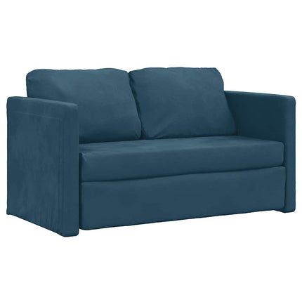2-i-1 sovesofa 122x204x55 cm velour blå