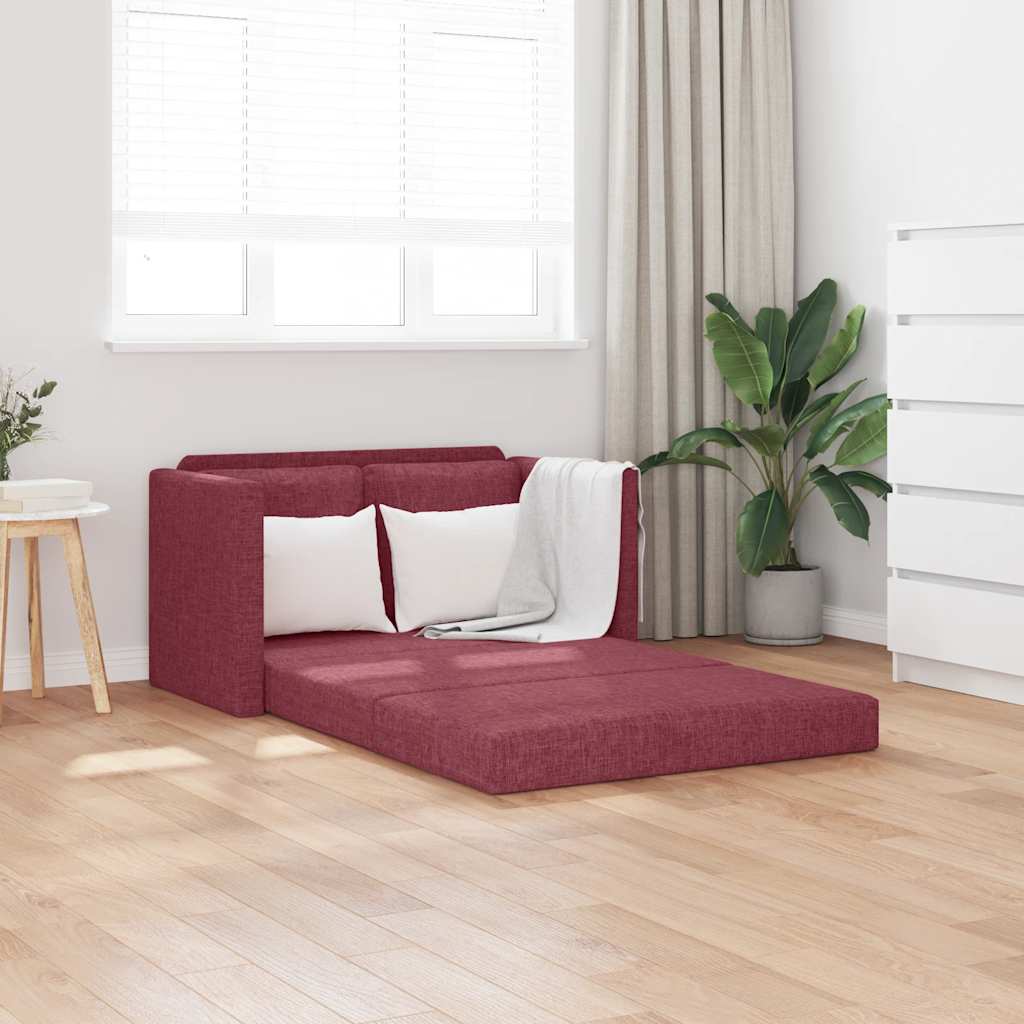 vidaXL 2-i-1 sovesofa 112x174x55 cm stof vinrød