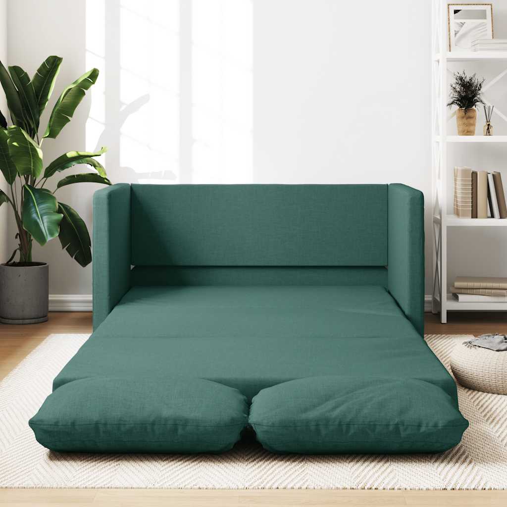 2-i-1 sovesofa 112x174x55 cm stof mørkegrøn