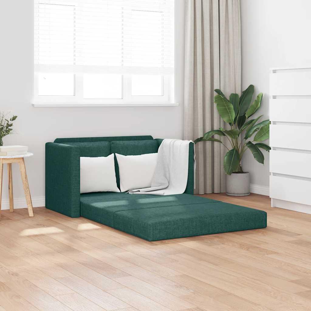 2-i-1 sovesofa i stof - mørkegrøn, 112×174×55 cm
