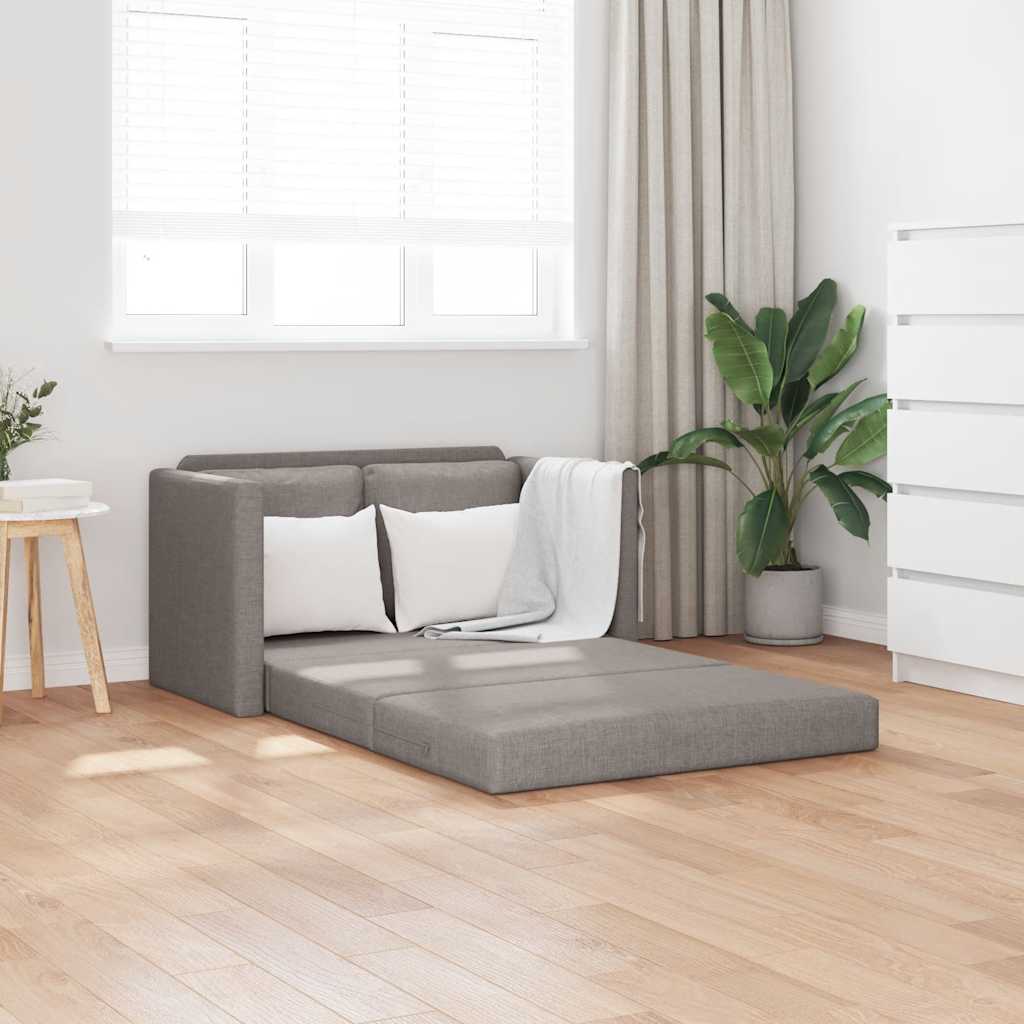 2-i-1 sovesofa i stof - gråbrun, 112×174×55 cm