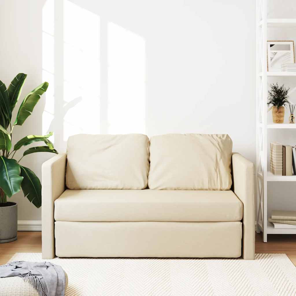 2-i-1 sovesofa 112x174x55 cm stof creme