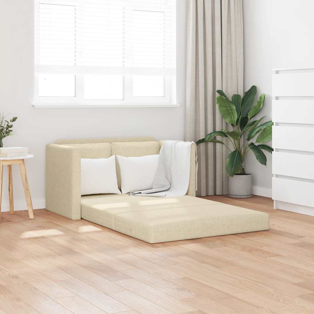 2-i-1 sovesofa 112x174x55 cm stof creme