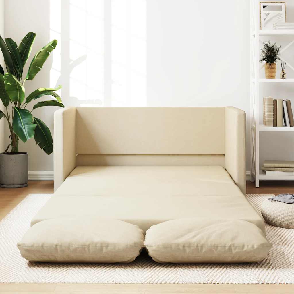 2-i-1 sovesofa 112x174x55 cm stof creme