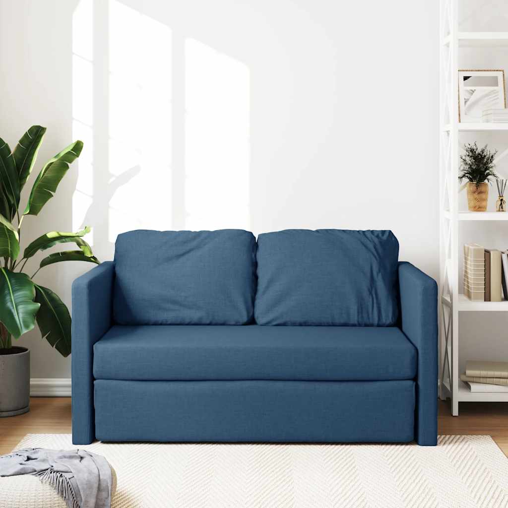 2-i-1 sovesofa 112x174x55 cm stof blå