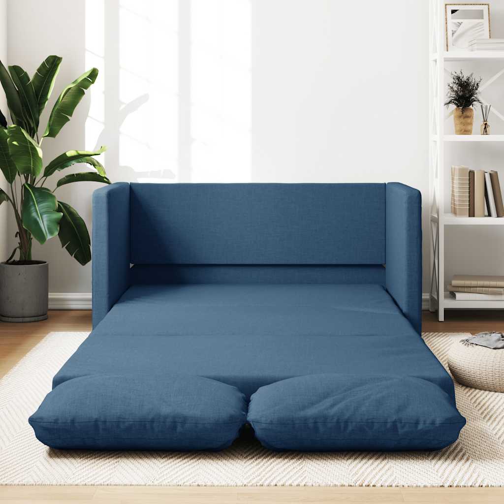 2-i-1 sovesofa 112x174x55 cm stof blå