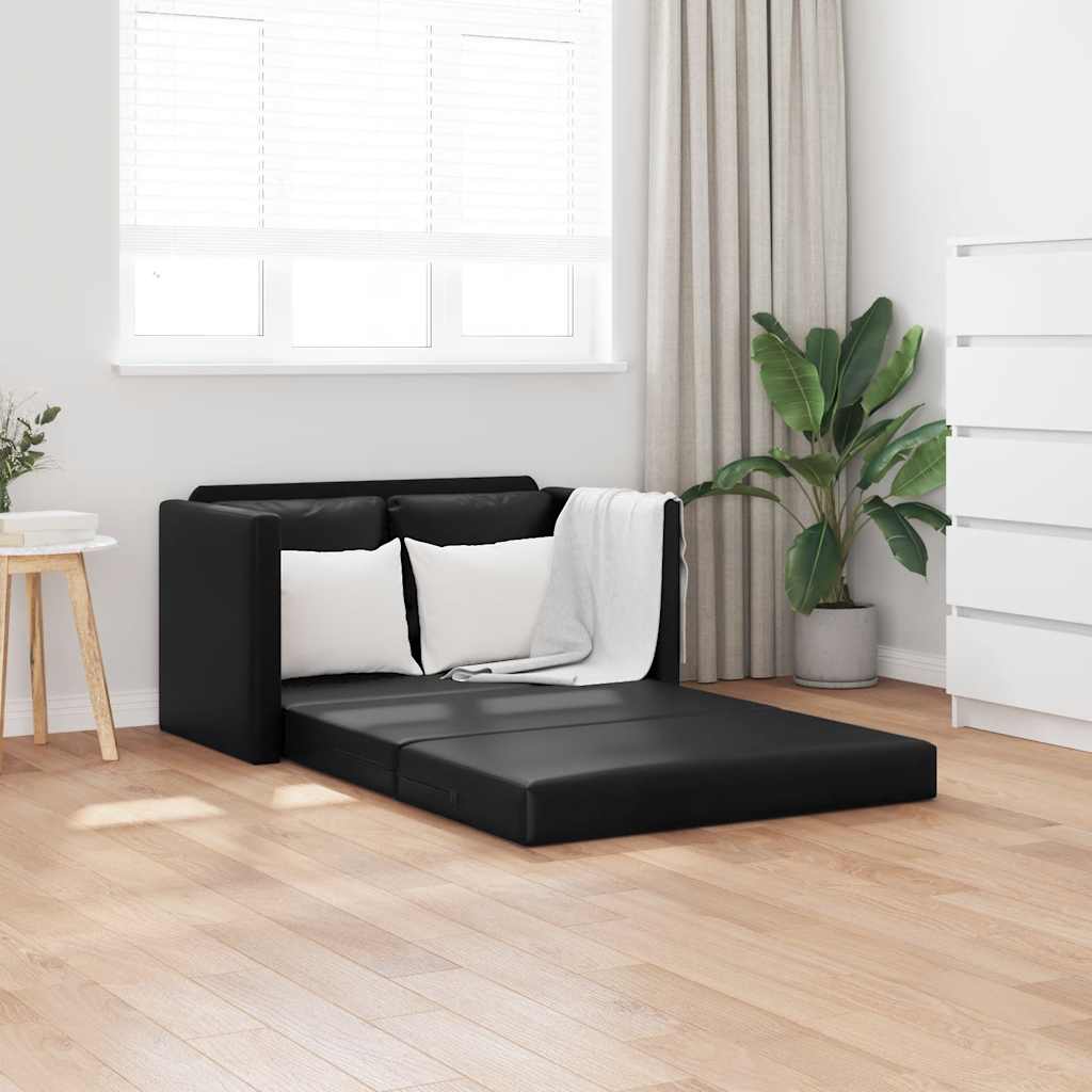 2-i-1 sovesofa 112x174x55 cm kunstlæder sort billede