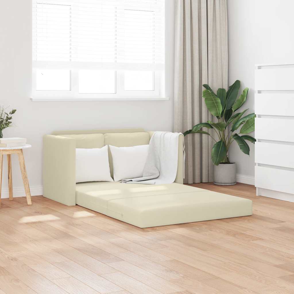2-i-1 sovesofa 112x174x55 cm kunstlæder cremefarvet