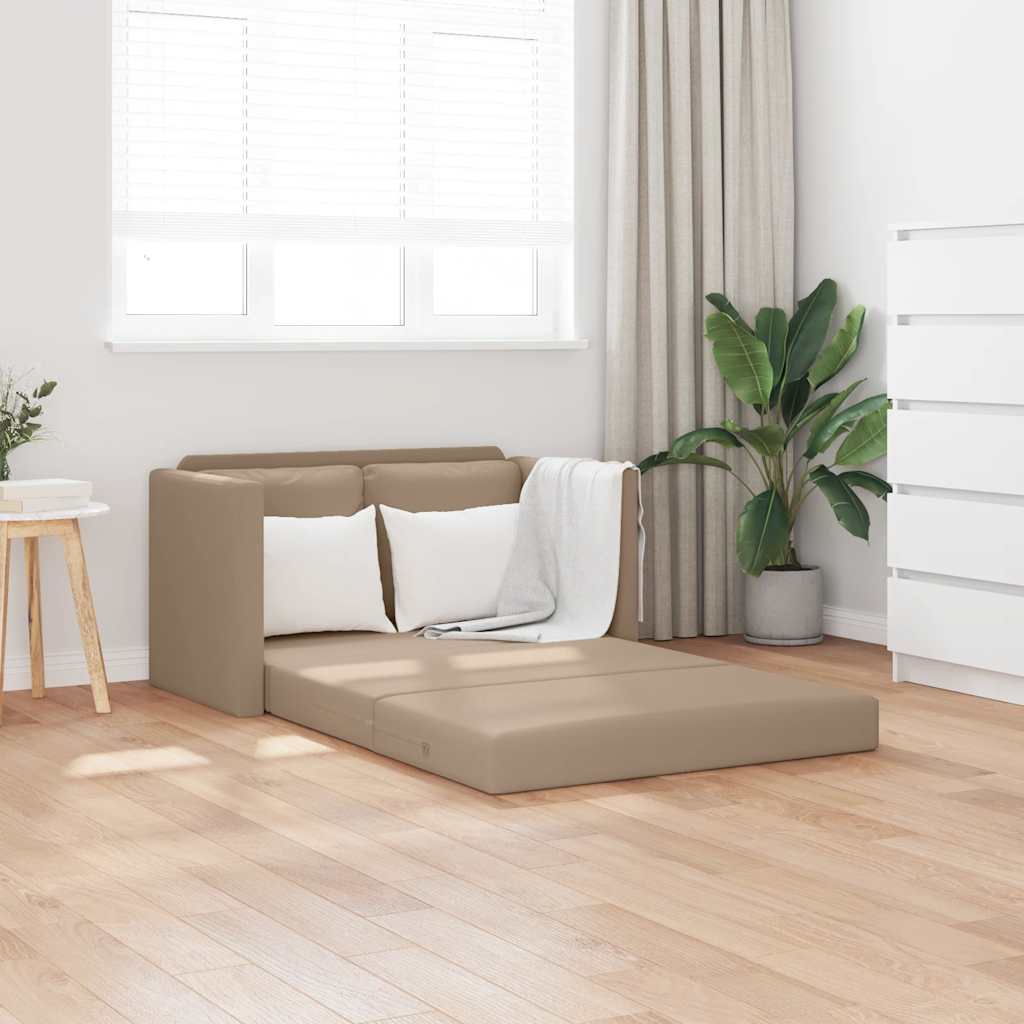 2-i-1 sovesofa 112x174x55 cm kunstlæder cappuccinofarvet