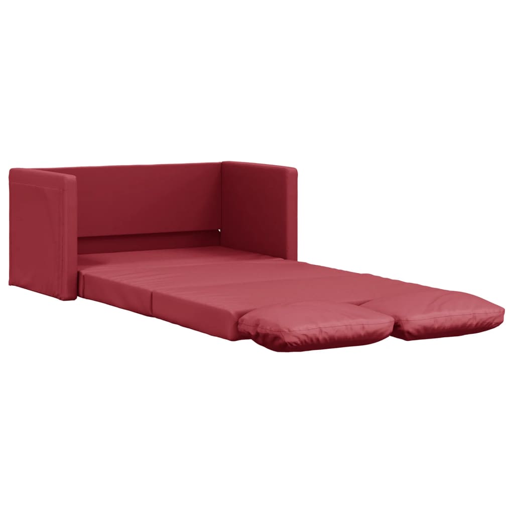 2-i-1 sovesofa 112x174x55 cm kunstlæder vinrød