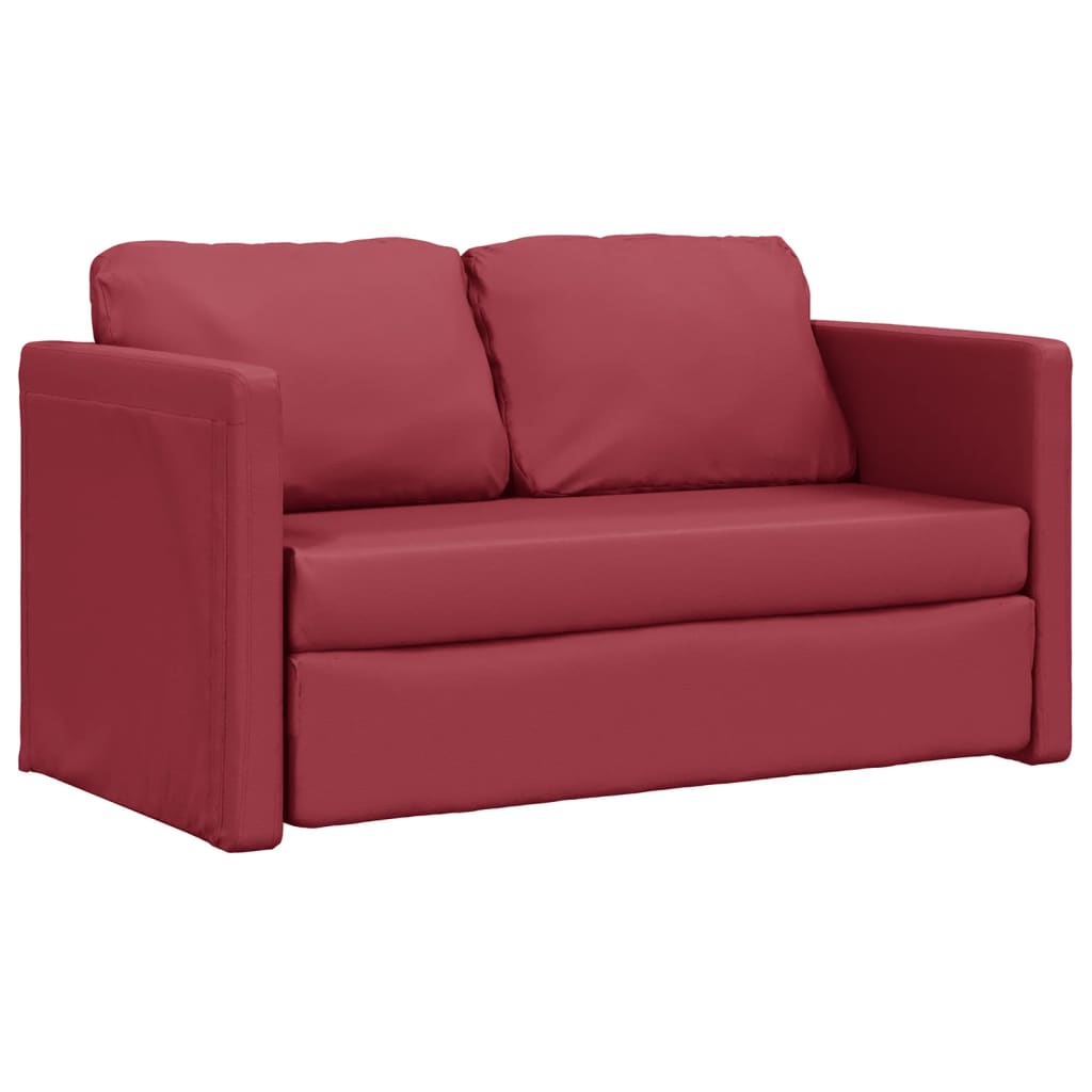 2-i-1 sovesofa 112x174x55 cm kunstlæder vinrød