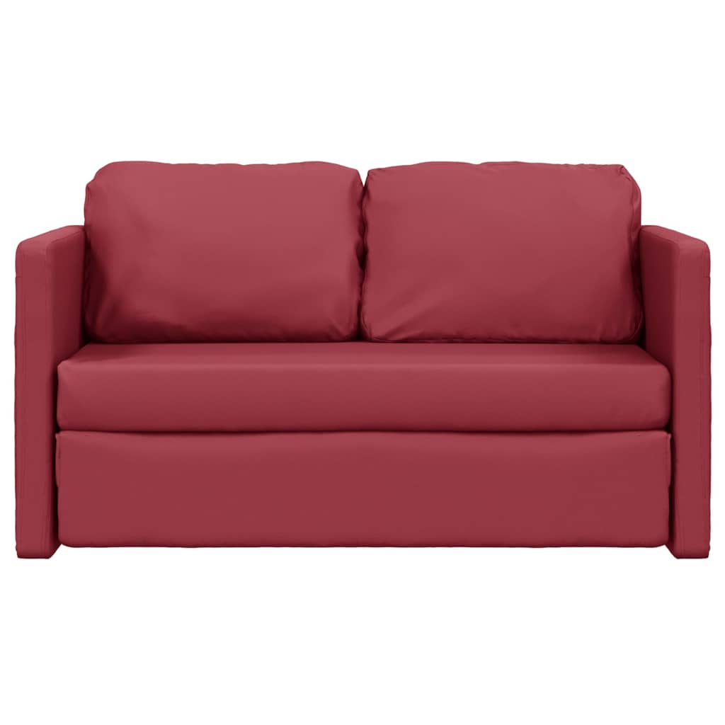 2-i-1 sovesofa 112x174x55 cm kunstlæder vinrød