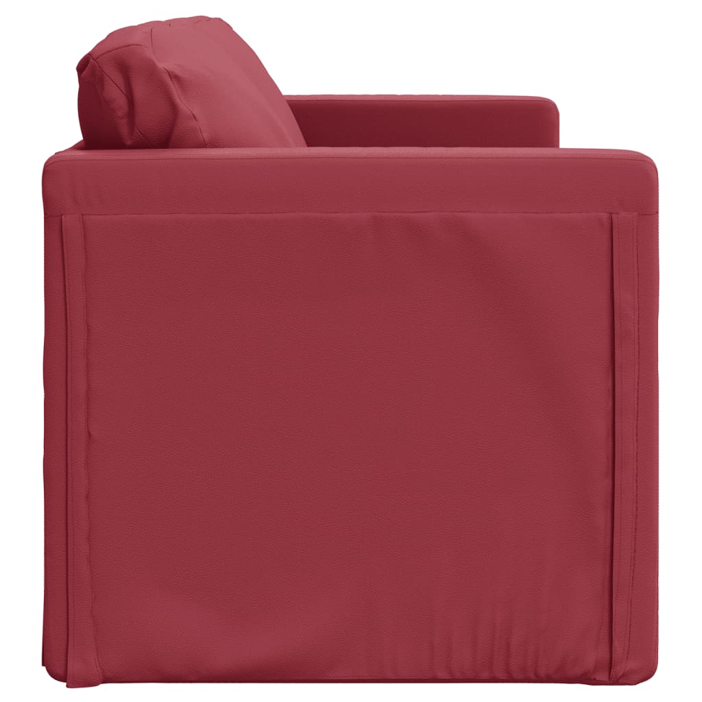 2-i-1 sovesofa 112x174x55 cm kunstlæder vinrød