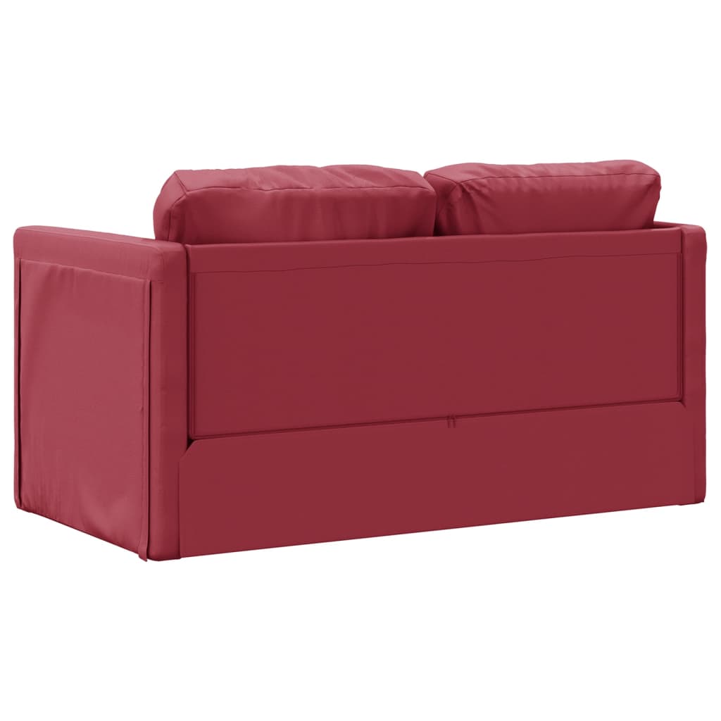 2-i-1 sovesofa 112x174x55 cm kunstlæder vinrød