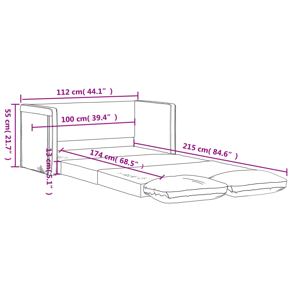 2-i-1 sovesofa 112x174x55 cm kunstlæder vinrød