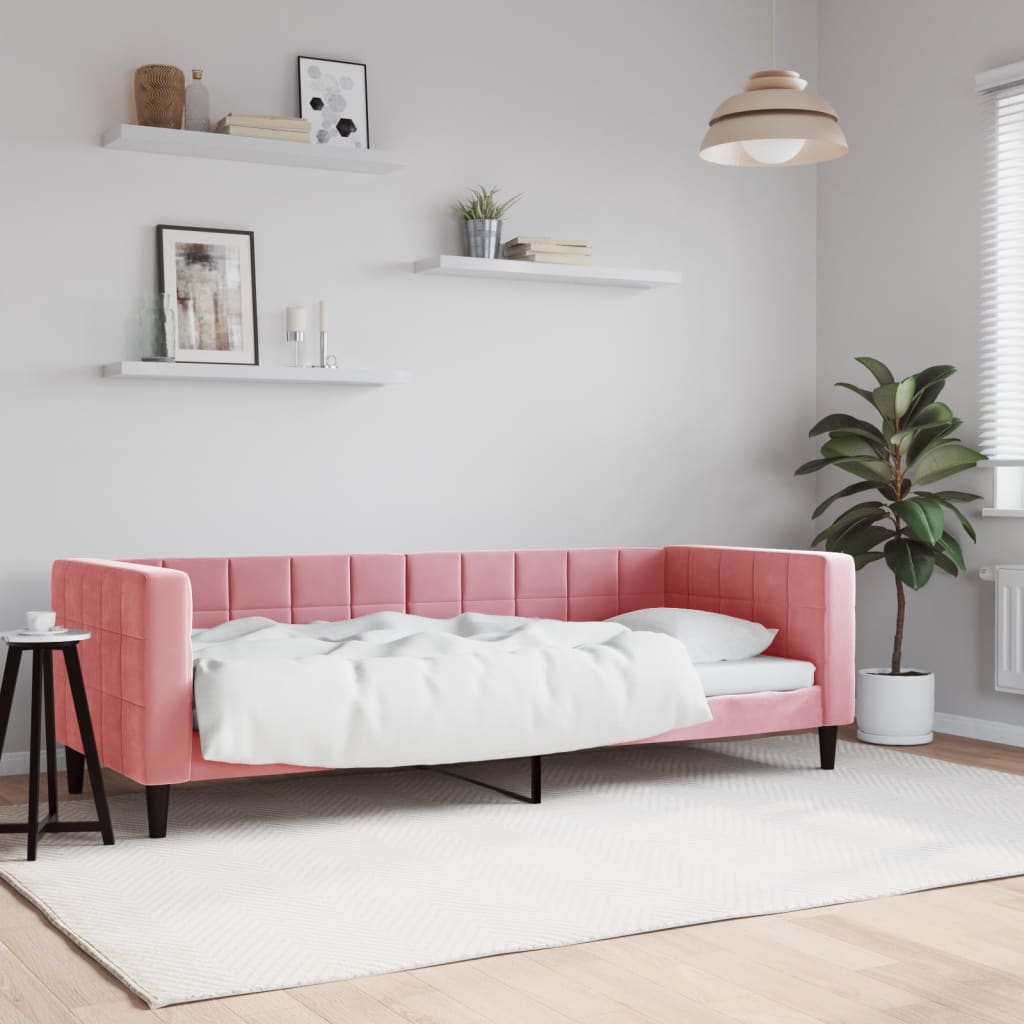 daybed 80x200 cm velour pink billede