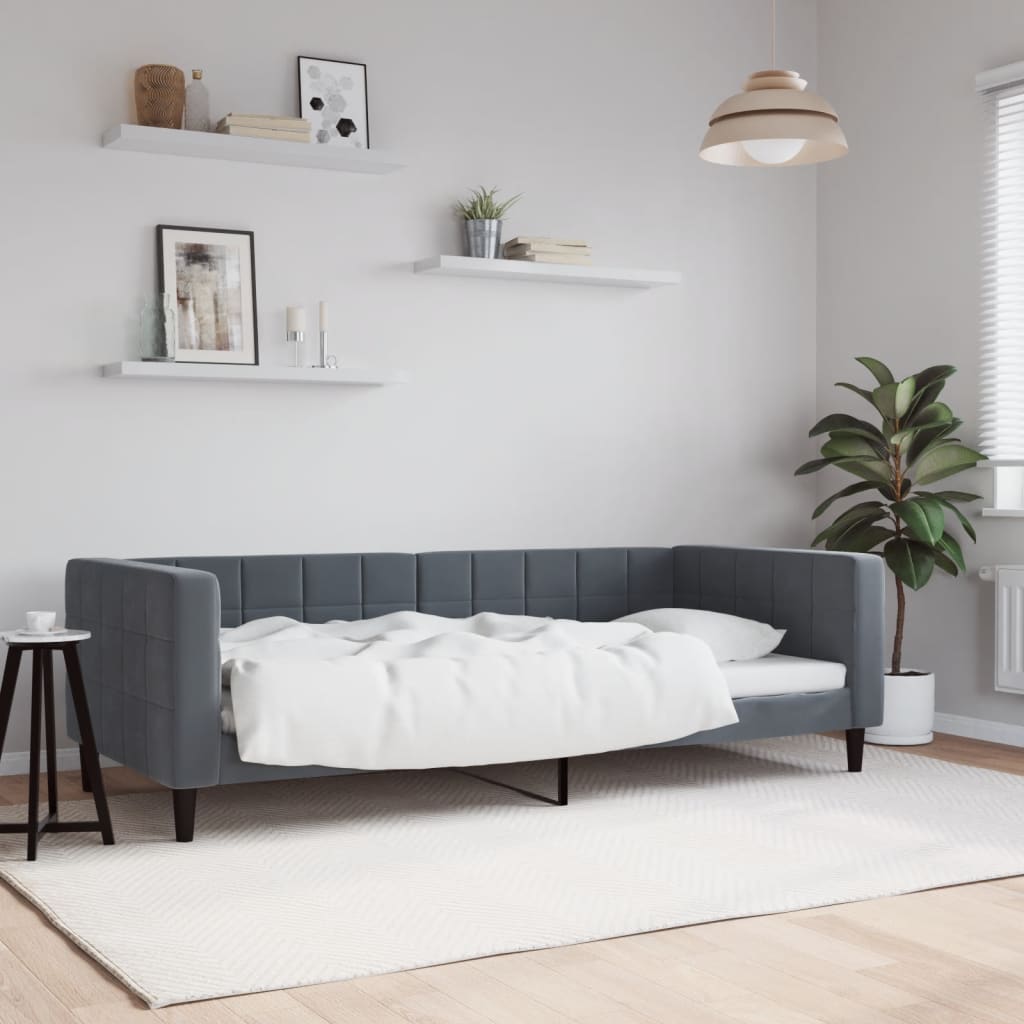 daybed 90x200 cm velour mørkegrå