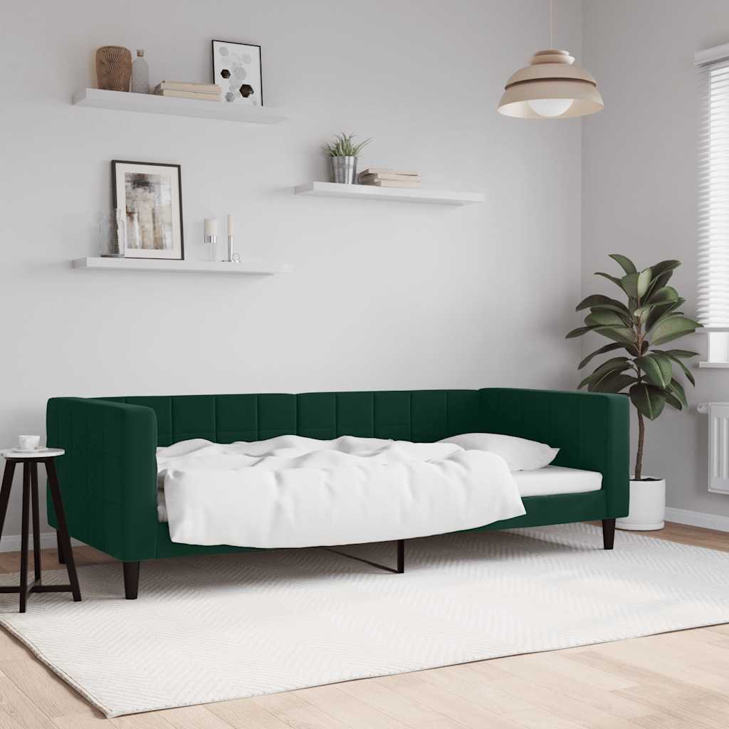 daybed 90x200 cm velour mørkegrøn