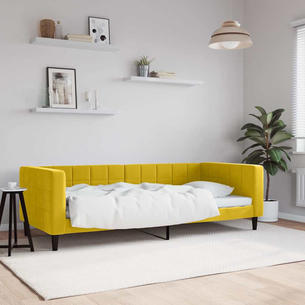 daybed 90x200 cm velour gul billede