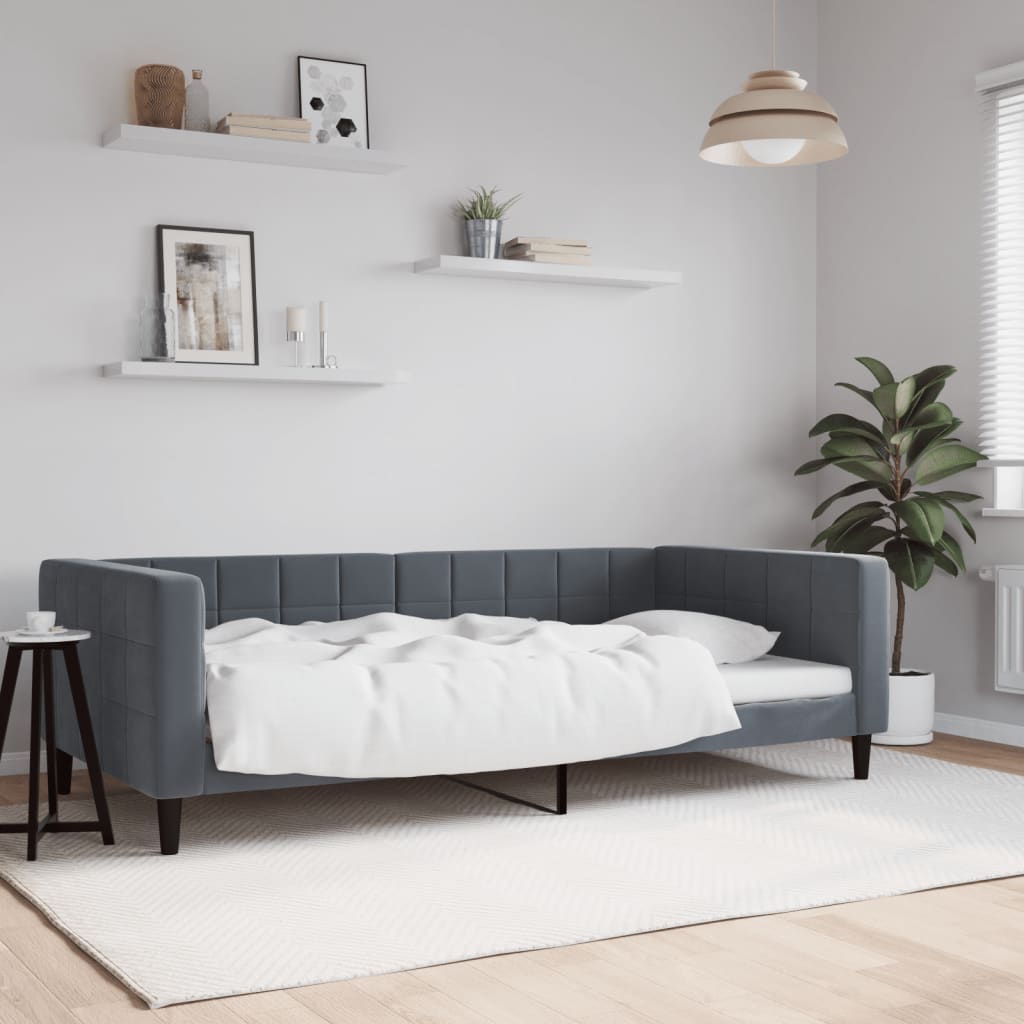 daybed 100x200 cm velour mørkegrå billede