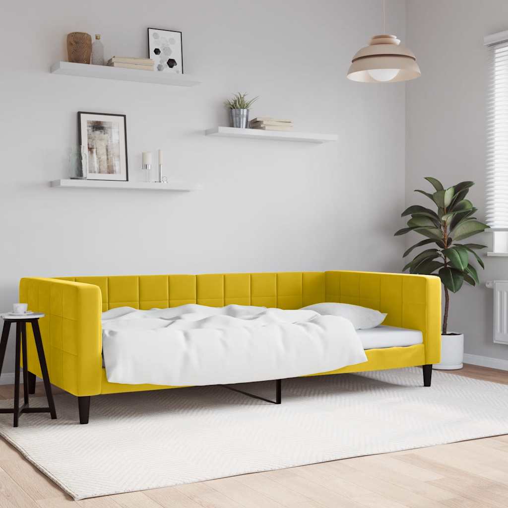 daybed 100x200 cm velour gul billede