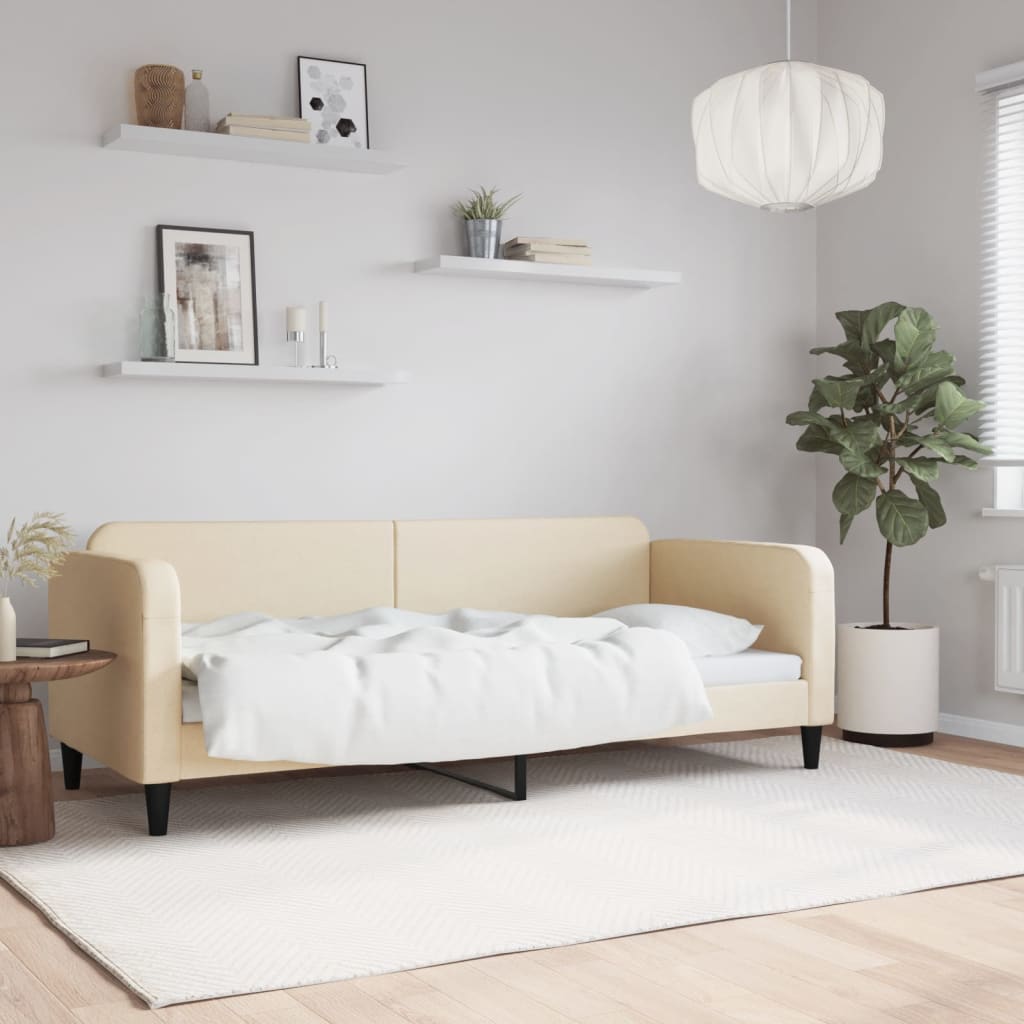 daybed 80x200 cm stof cremefarvet billede