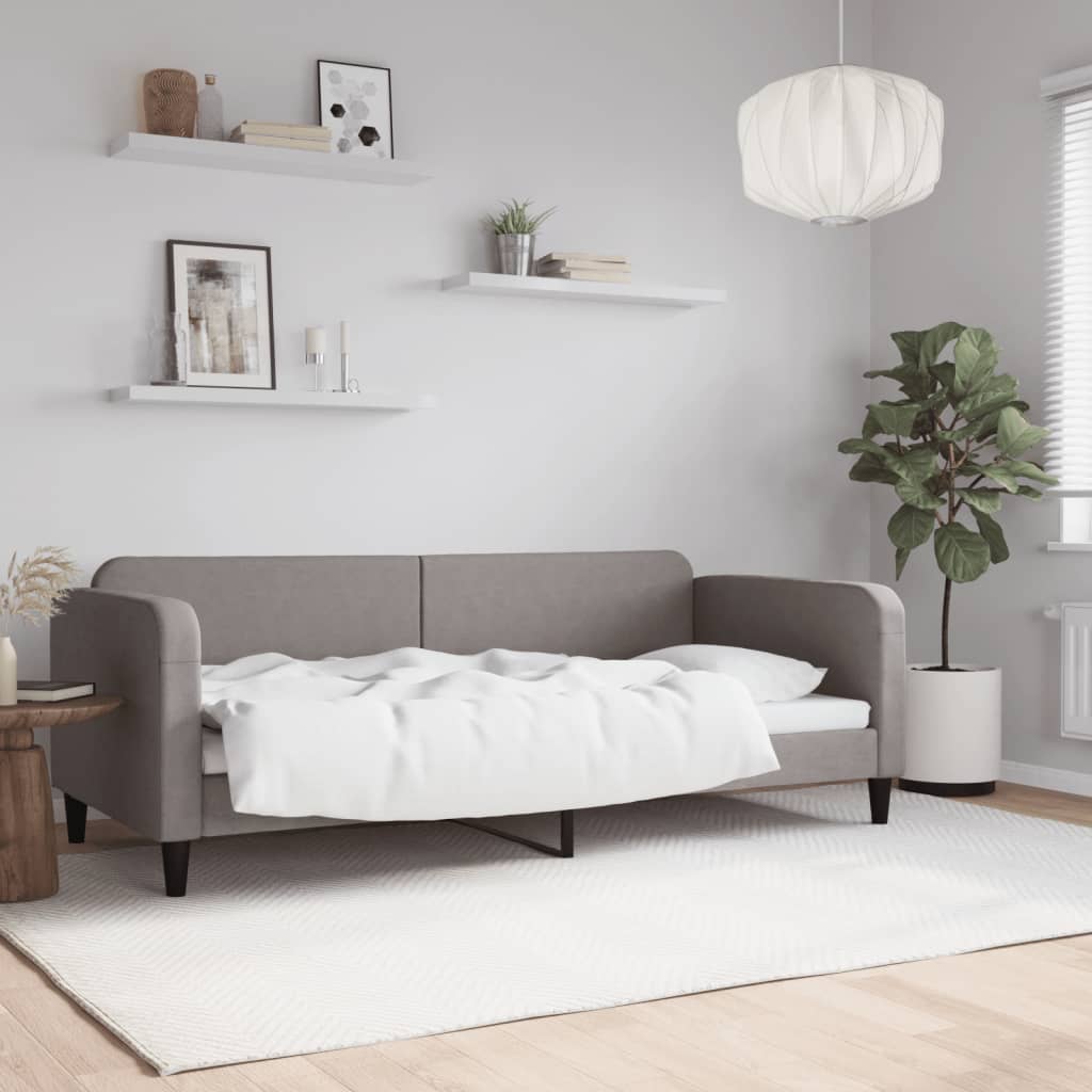 daybed 90x200 cm stof gråbrun billede