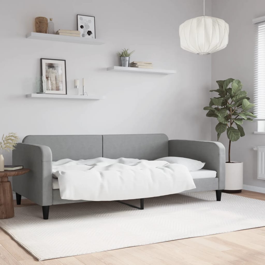daybed 100x200 cm stof lysegrå billede